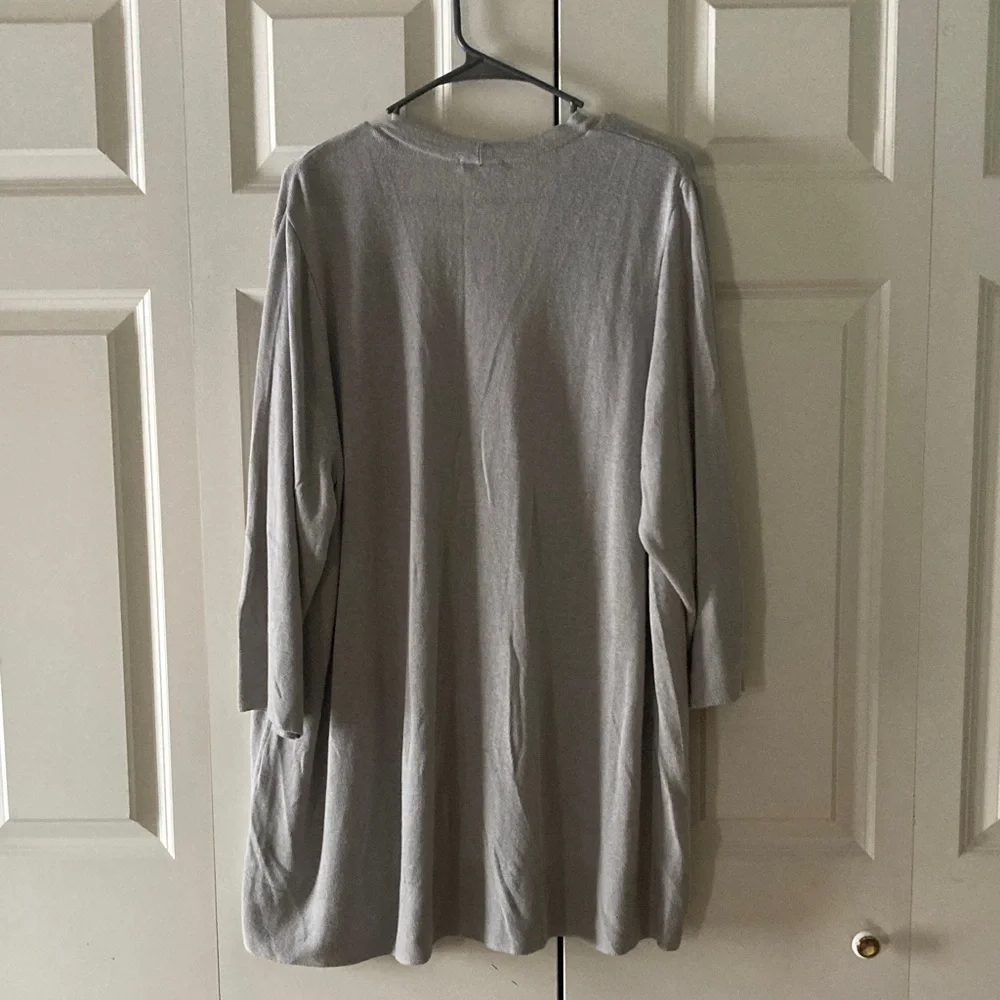J. Jill women’s 3X draped one button cardigan zinc gray linen blend New - Picture 2 of 8